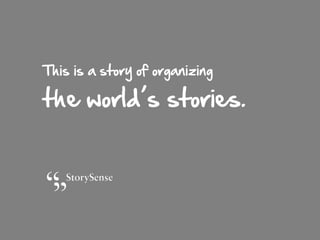 This is a story about
Organizing the World’s Stories.

 