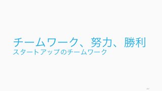 チームワーク、努力、勝利
スタートアップのチームワーク
197
 