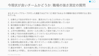 個人と集団のパフォーマンスを比較した 78 の研究を分析した結果、80% に社会的手抜きが見つ
かったが、一部チームはプロセスゲインを得ていた (Karau, 1993)。そのための手法の例を挙げる。
71
プロセスゲイン: 個々人の能力の足し算以上になるとき
創造性が高くなる
グループブレインストーミングの場合、適切なルール
下で行われたら生産性が最大 79% 上がった (Paulus,
2006)。こうしたコミットメントを獲得するには、影
響を受ける人たち全員を変化のプロセスに全員を巻き
込むことが重要。
学びが早くなる
グループの一員として学ぶとよりよく学習できること
が知られている (Schultze, 2012)。
 