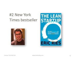 License:	
  CC	
  BY-­‐NC-­‐SA	
  	
   www.lanehalley.com
The	
  Lean	
  Startup	
  cycle
12
Lean	
  Startup	
  cycle	
  credit:	
  Eric	
  Ries
 
