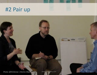 License:	
  CC	
  BY-­‐NC-­‐SA	
  	
   www.lanehalley.com
Two	
  heads	
  are	
  bemer	
  than	
  one
Two	
  roles
Guide	
  the	
  conversaMon
Take	
  notes,	
  ensure	
  completeness
Remember	
  to	
  take	
  turns!
Makes	
  it	
  easier	
  to
Focus	
  on	
  conversaMon
Agree	
  what	
  you	
  heard/saw
20
 