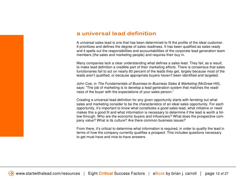 definition of job lead