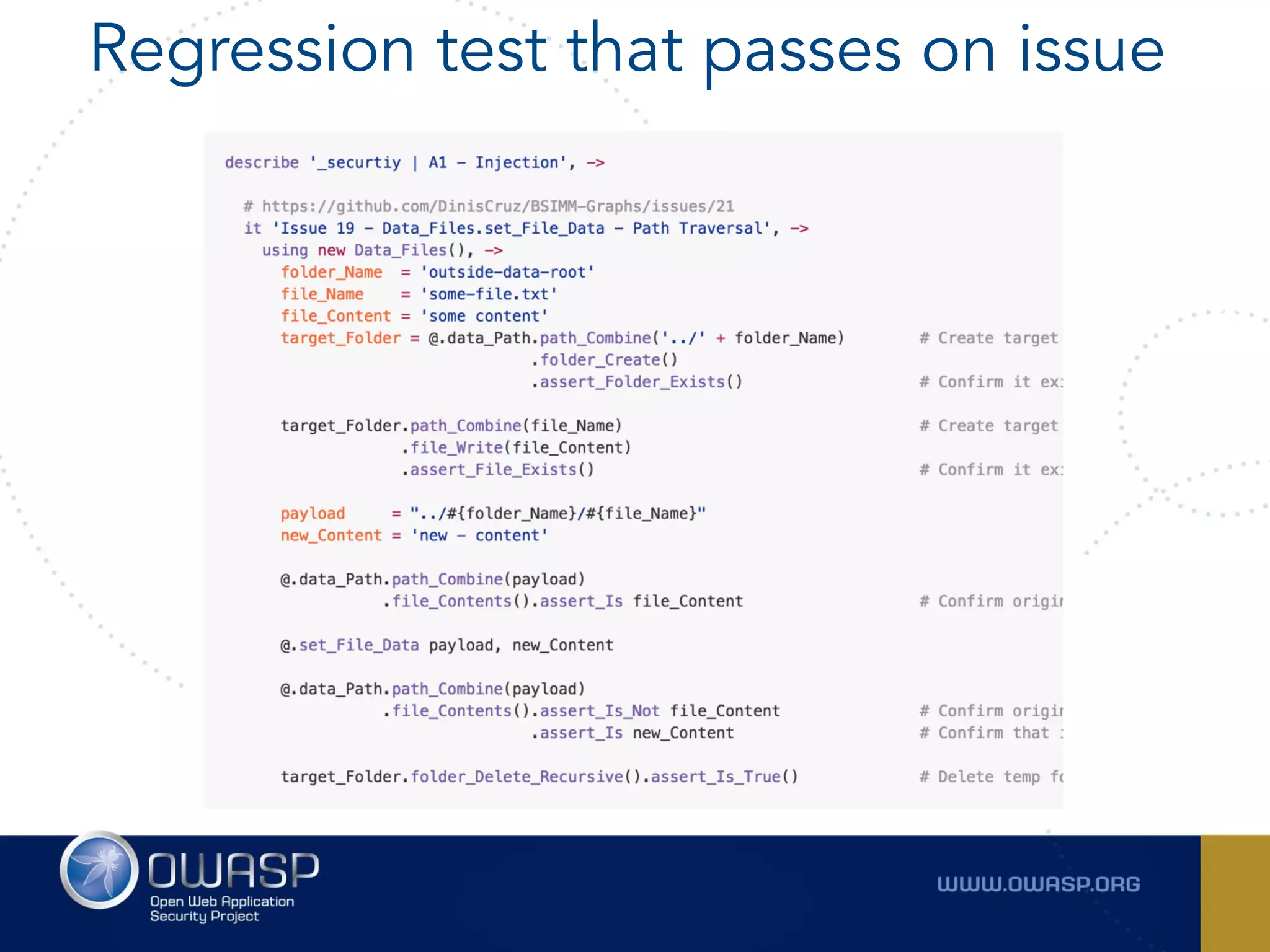 Regression test that passes on issue
 
