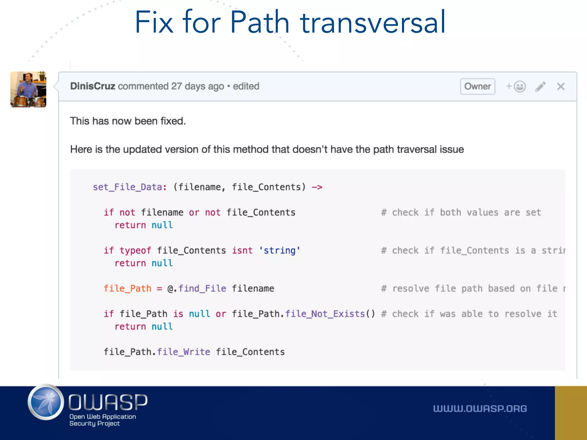 Fix for Path transversal
 
