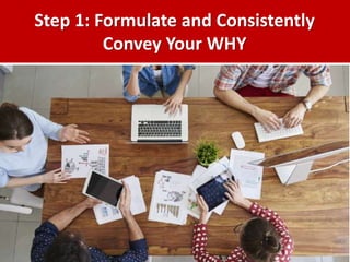 Step 1: Formulate and Consistently
Convey Your WHY
17
 