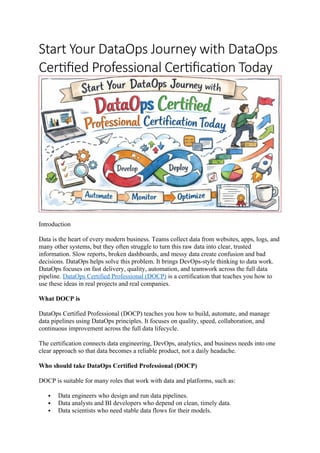 Start Your DataOps Journey with DataOps Certified Professional ...