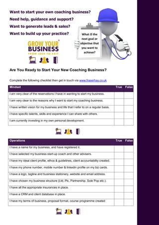 Business Coaching - Startup Checklist | PDF