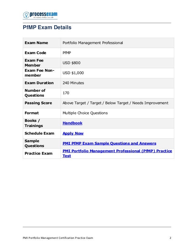 PfMP Latest Mock Test