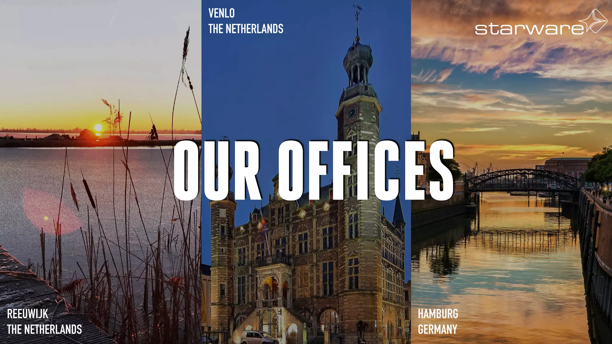 OUR OFFICES
REEUWIJK
THE NETHERLANDS
VENLO
THE NETHERLANDS
HAMBURG
GERMANY
 