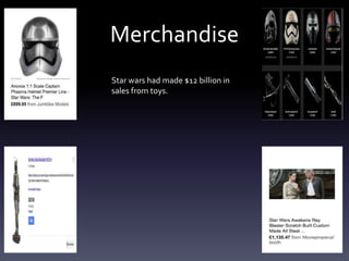 Merchandise
Star wars had made $12 billion in
sales from toys.
 