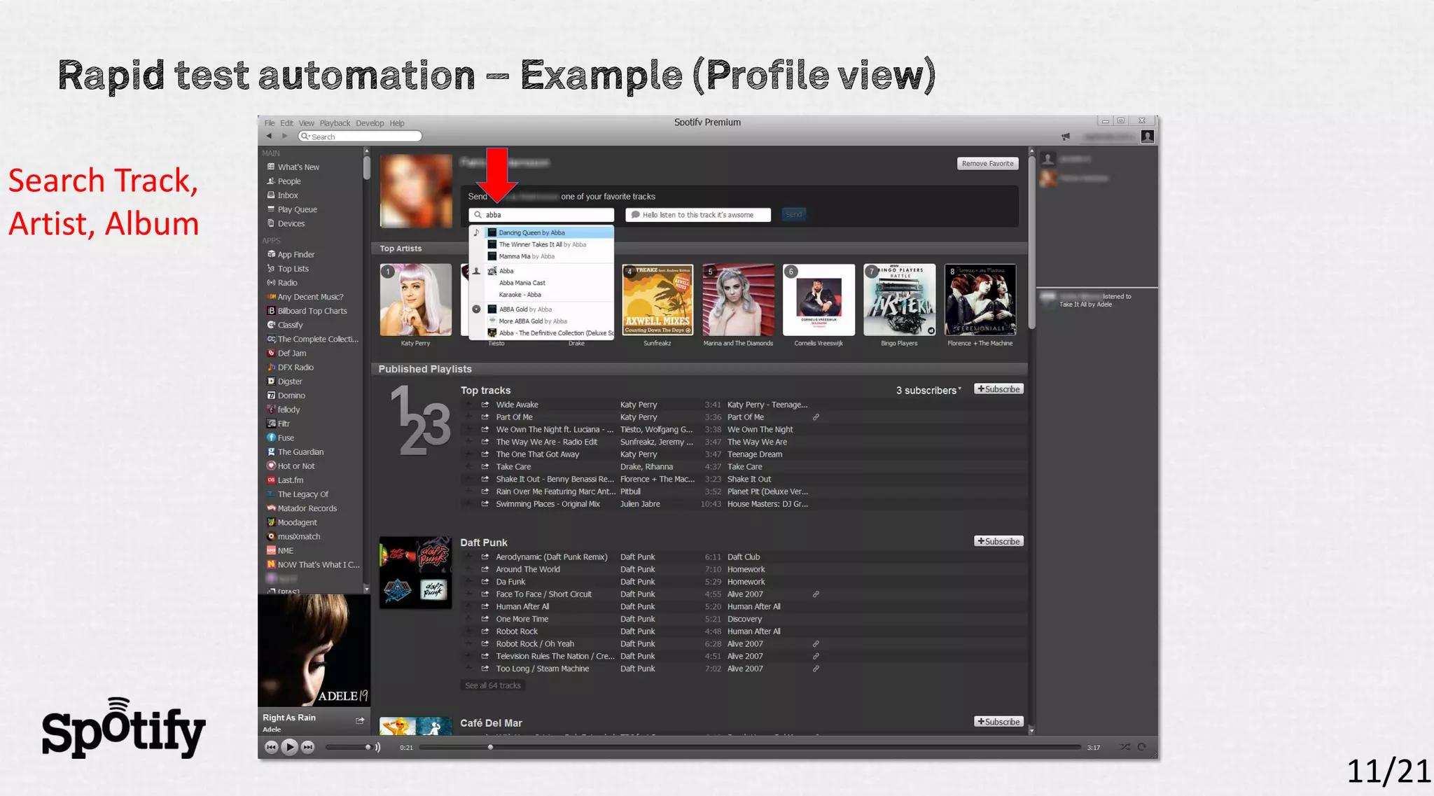 Search Track,
Artist, Album




                11/21
 