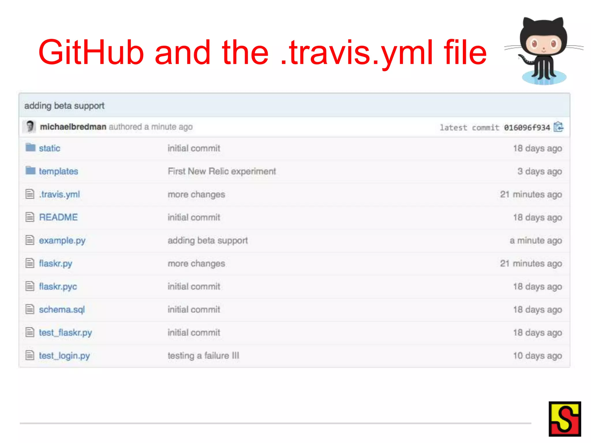 GitHub and the .travis.yml file 
