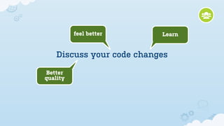 feel better      Learn


    Discuss your code changes

Better
quality
 