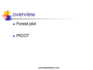  Forest plot
 PICOT
overview
www.dnbpediatrics.com
 