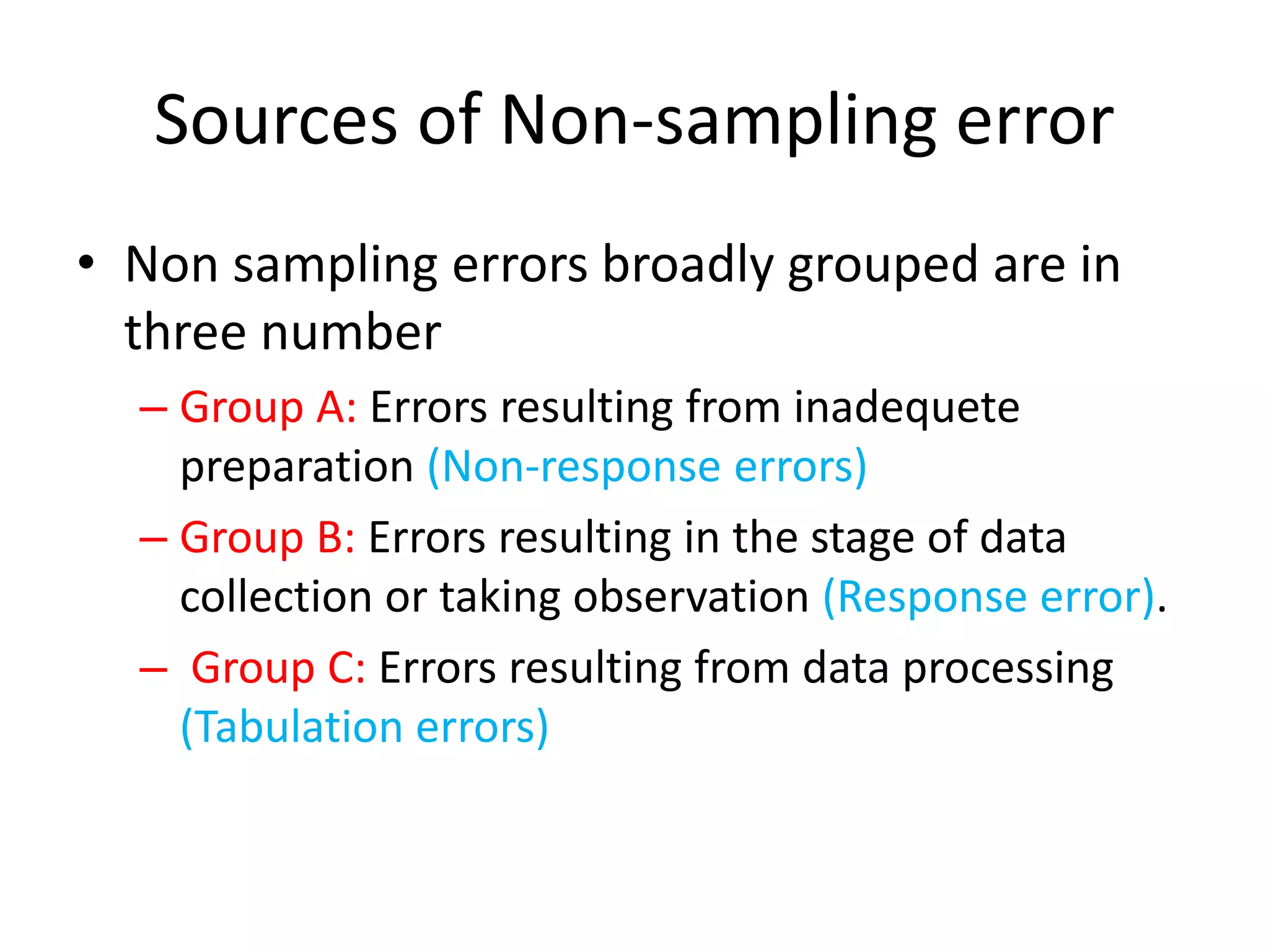 Stat 3203 -sampling errors and non-sampling errors | PPTX