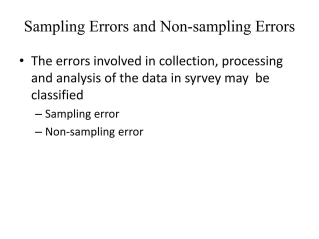Stat 3203 -sampling errors and non-sampling errors | PPT