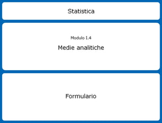 Formulario Medie Analitiche - Stat I4