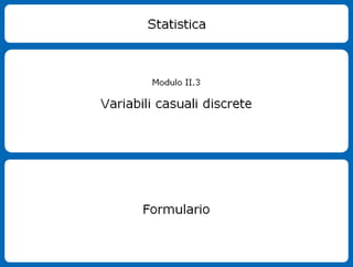 Formulario Variabili Casuali Discrete - Stat II3