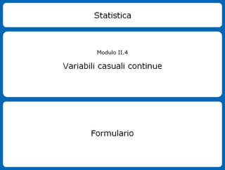 Formulario Variabili Casuali Continue - Stat II4