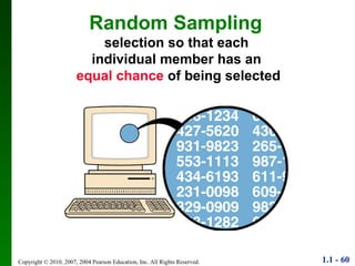 Random Sampling  selection so that each  individual member has an  equal   chance  of being selected 