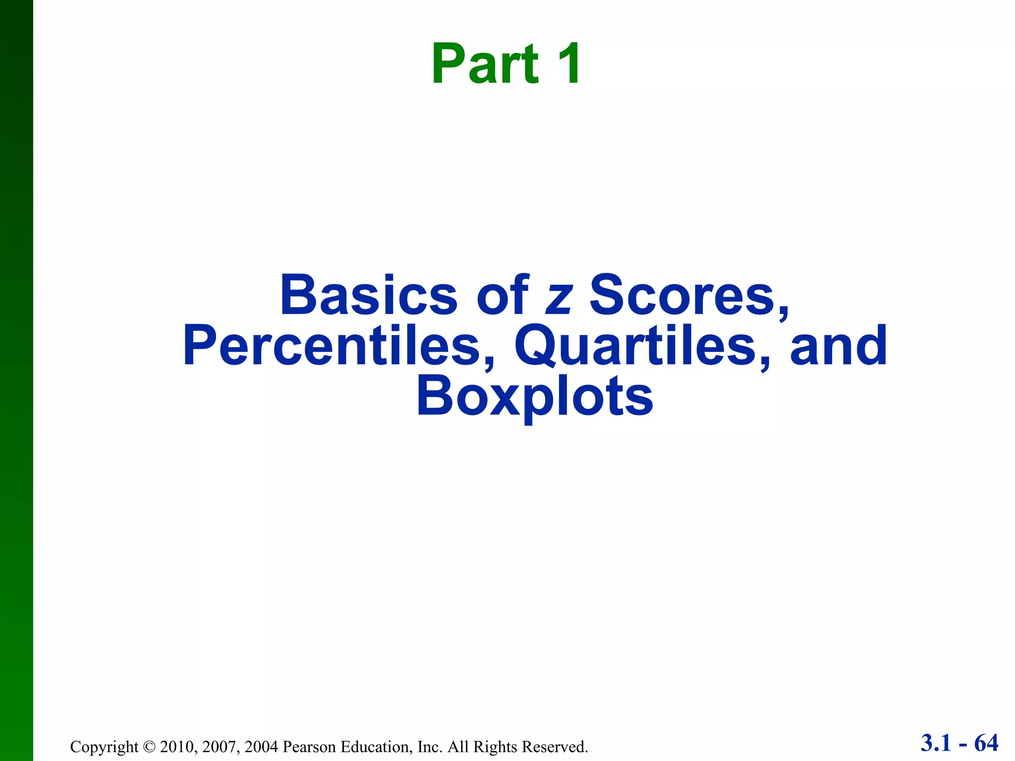 Basics of  z  Scores, Percentiles, Quartiles, and Boxplots Part 1 