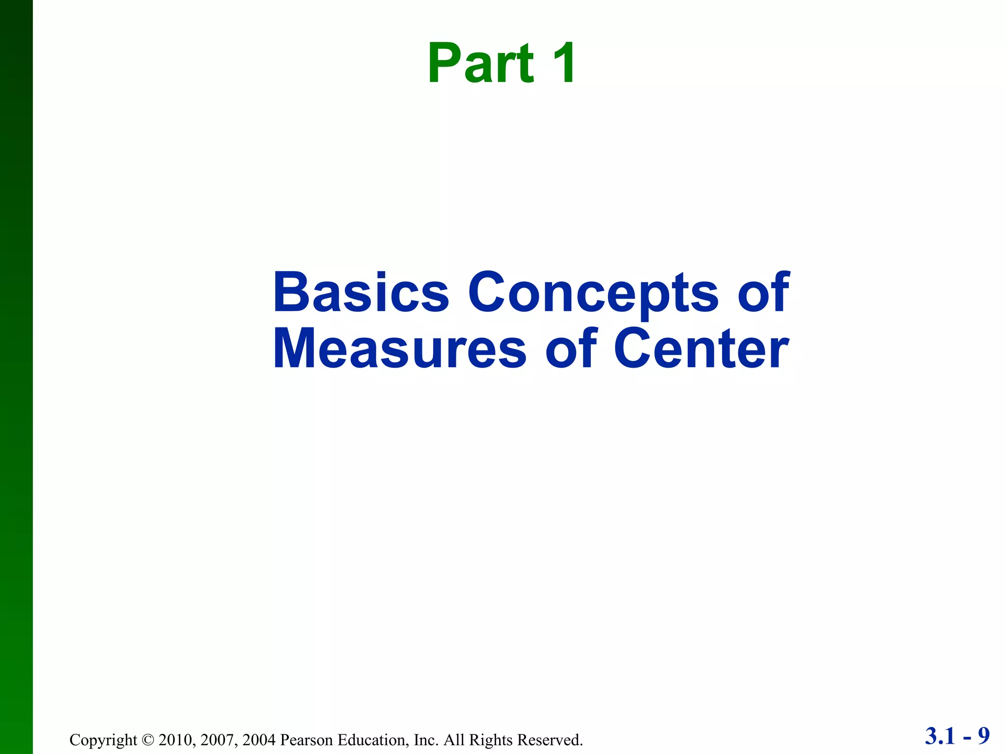 Basics Concepts of Measures of Center Part 1 