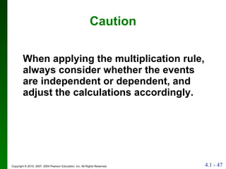 Caution When applying the multiplication rule, always consider whether the events are independent or dependent, and adjust the calculations accordingly.  