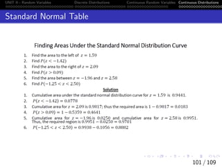 UNIT II - Random Variables Discrete Distributions Continuous Random Variables Continuous Distributions
Standard Normal Table
101 / 109
 