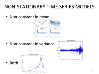 NON-STATIONARY TIME SERIES MODELS
• Non-constant in mean
• Non-constant in variance
• Both
31
 