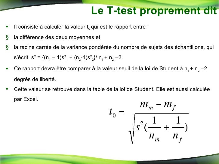 test t de la loi
