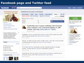 Facebook page and Twitter feed
 