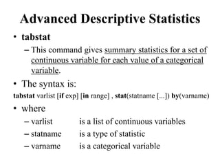 Tab Rstat 10 Stata Training_EEA.ppt