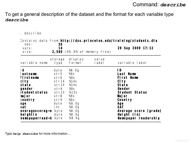 Stata Tutorial University Of Princeton