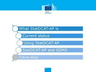 Future work: Quality
• Quality aspects are very important for datasets in
general and statistical datasets in particular
• Due to time and resource constraints, current version
of StatDCAT-AP does not fully address the issue
o Short-term: provide mechanism to link to existing quality
information in StatDCAT-AP, version 1
o Longer-term: consider integrated quality framework as basis
for extensions to StatDCAT-AP, version 2
37
 