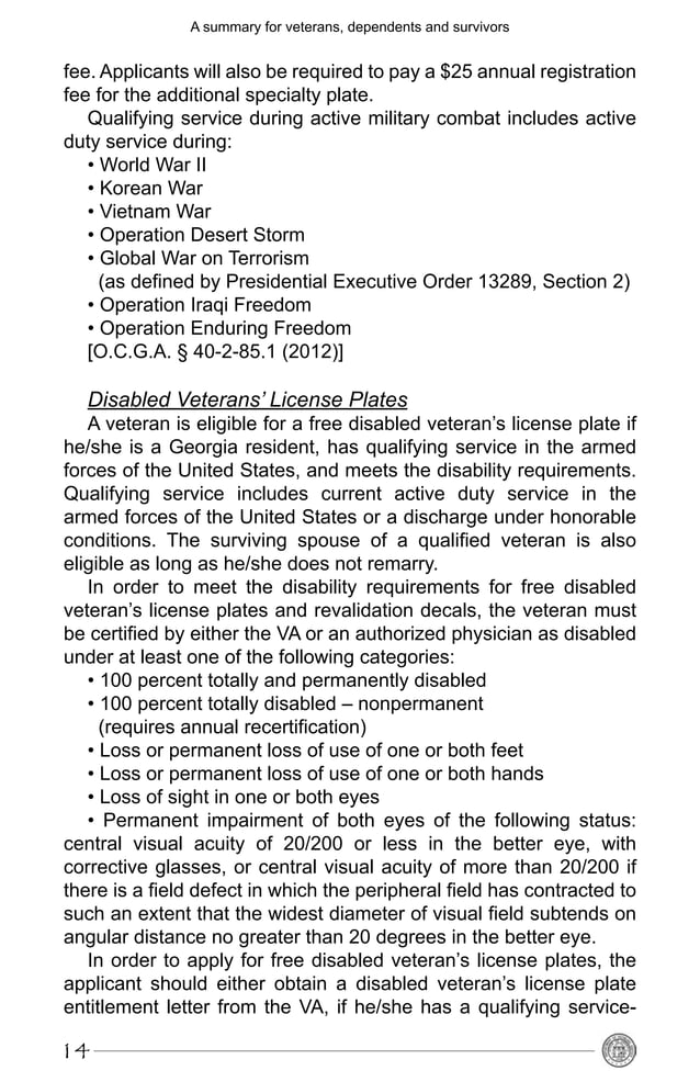 Benefits from the State of for Veterans PDF