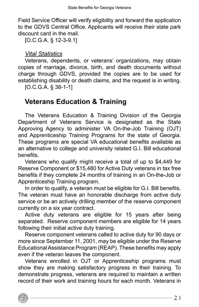 Benefits from the State of for Veterans PDF