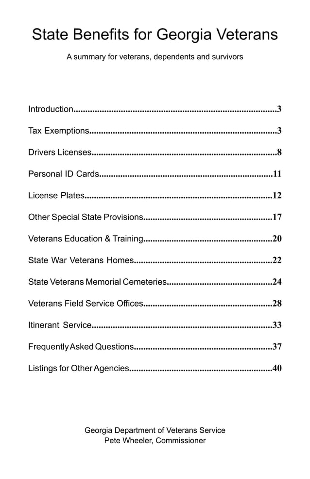 Benefits from the State of for Veterans PDF