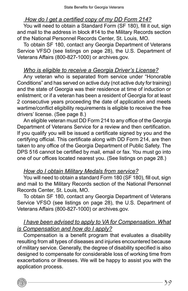 Benefits from the State of for Veterans PDF