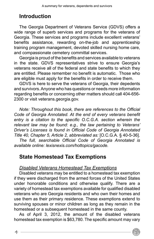 Benefits from the State of for Veterans PDF