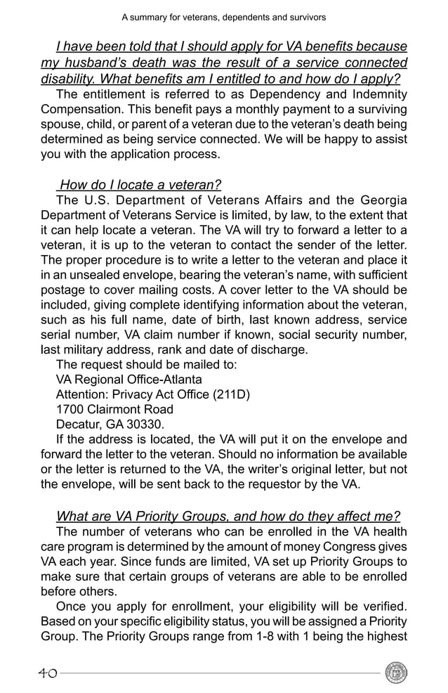 Benefits from the State of for Veterans PDF