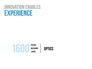innovation enables
experience 
optics
eyeglasses
telescope1600
physics
mechanics
lenses }
 