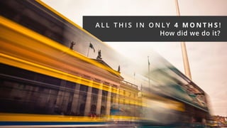 A L L T H I S I N O N L Y 4 M O N T H S !
How did we do it?
 