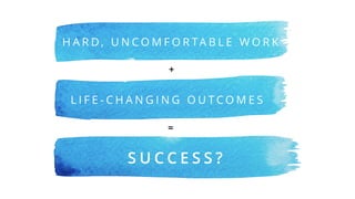 H A R D , U N C O M F O R TA B L E W O R K
+
L I F E - C H A N G I N G O U T C O M E S
S U C C E S S ?
=
 