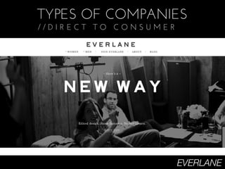 TYPES OF COMPANIES
//DIRECT TO CONSUMER




                       EVERLANE
 
