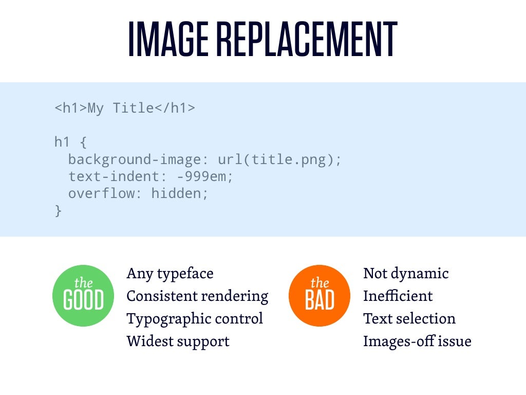 IMAGE REPLACEMENT My Title h1