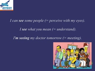 I can see some people (= perceive with my eyes).

      I see what you mean (= understand).

  I'm seeing my doctor tomorrow (= meeting).
 