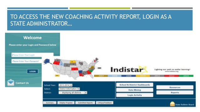 Indistar For State Level Coaching Activity Report