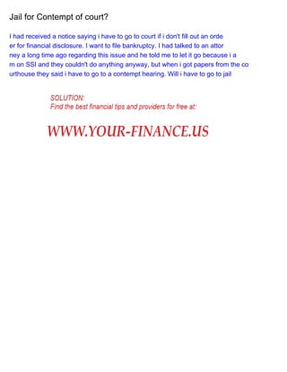Jail for Contempt of court? PDF Jail for Contempt of court? PDF