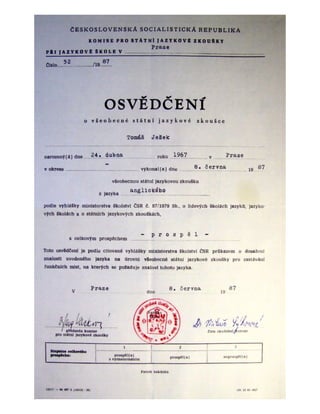 State exam certificate in Czech