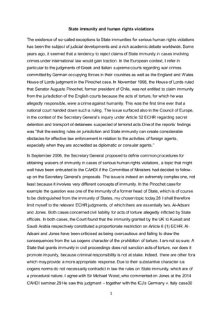 State Immunity - Human Rights Violation | DOCX